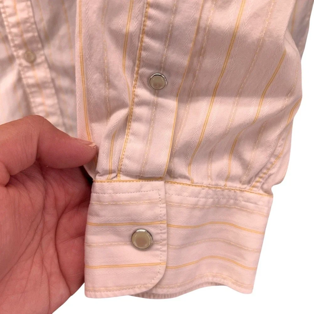 Banana Republic Mens y2k‎ Button Up Shirt Large Dove Preppy Pearl Snap Western